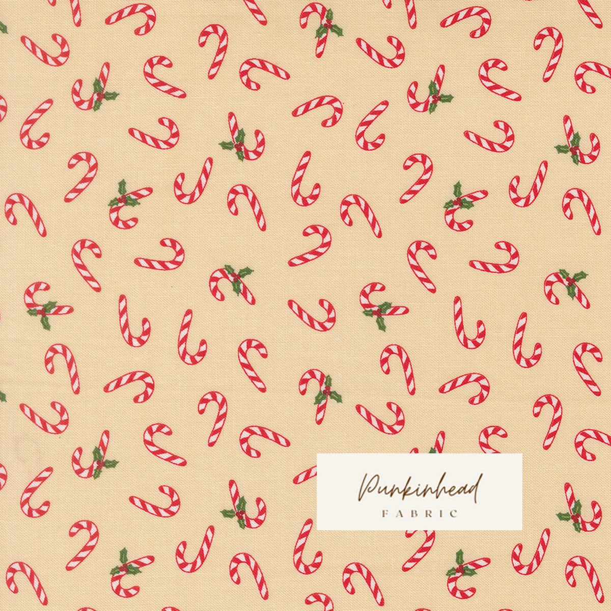 Holiday Cheer Candy Canes Natural Cream Vintage Christmas Fabric by Stacy Iest Hsu for Moda Cotton Quilting Fabric by the Yard