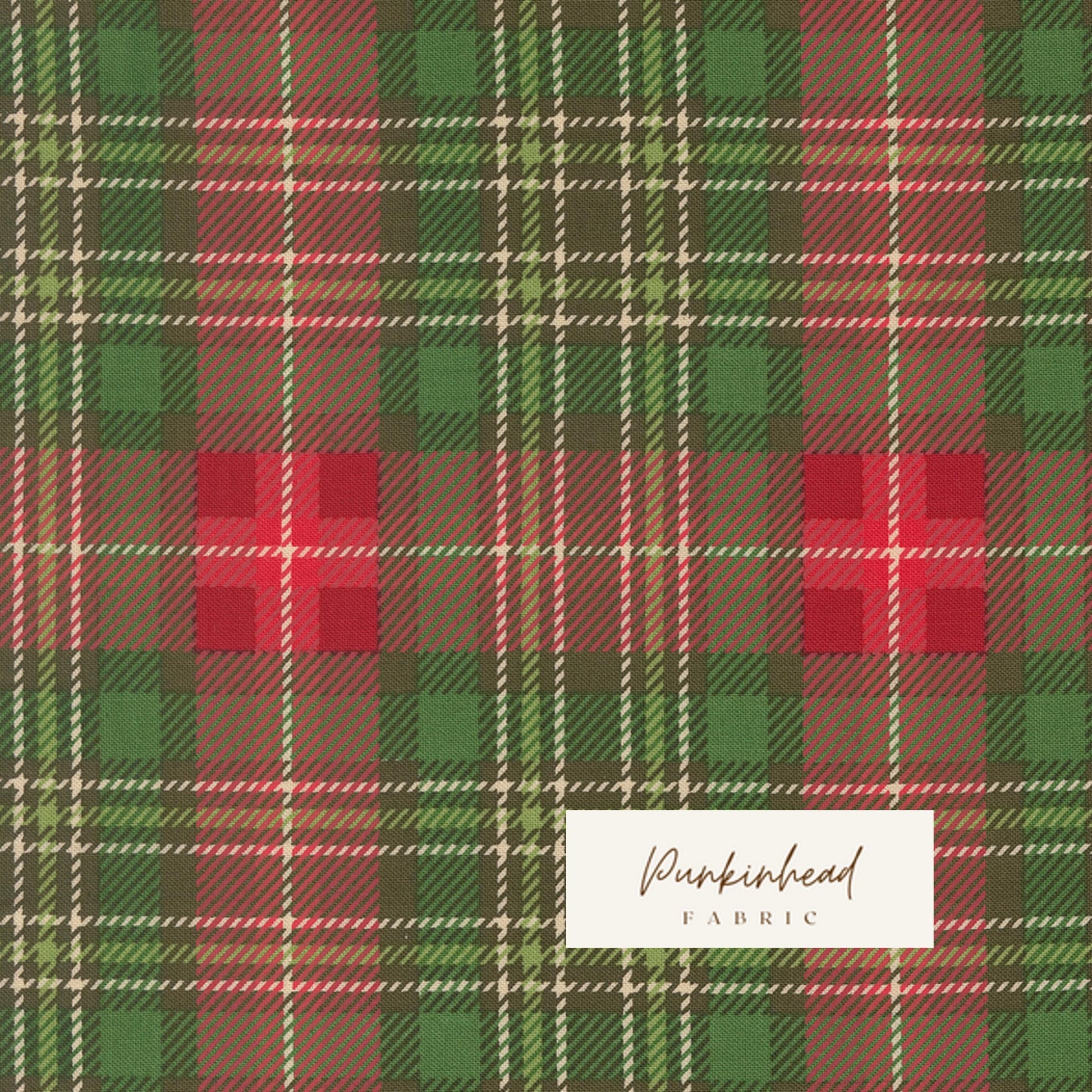 Holiday Cheer Christmas Plaid Evergreen Red Cream Vintage Christmas Fabric by Stacy Iest Hsu for Moda Cotton Quilting Fabric by the Yard