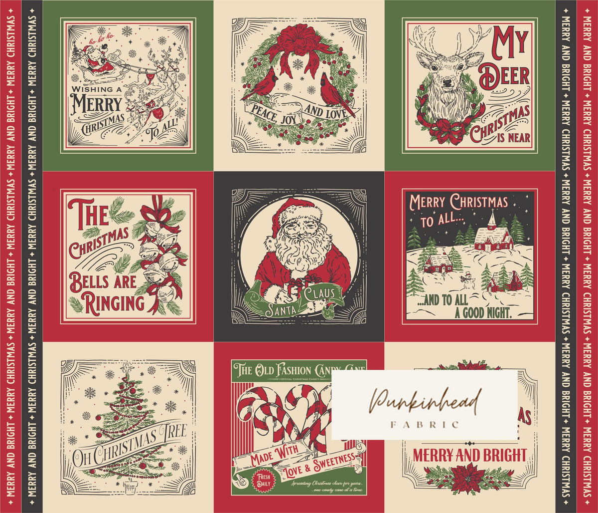 Holiday Cheer Vintage Christmas Panel Fabric by Stacy Iest Hsu for Moda Cotton Quilting Fabric by the Yard
