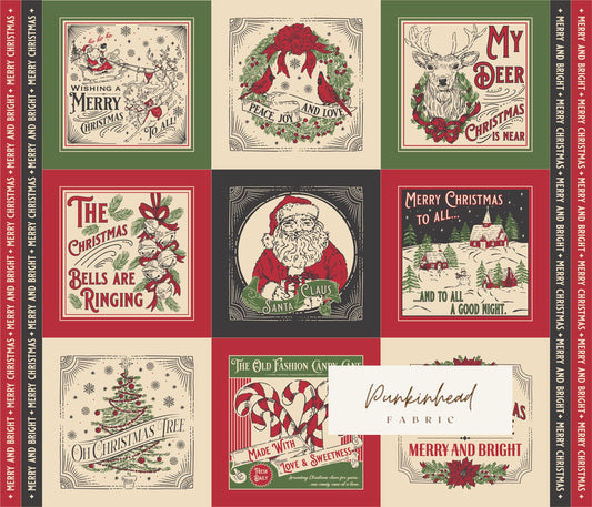 Holiday Cheer Vintage Christmas Panel Fabric by Stacy Iest Hsu for Moda Cotton Quilting Fabric by the Yard