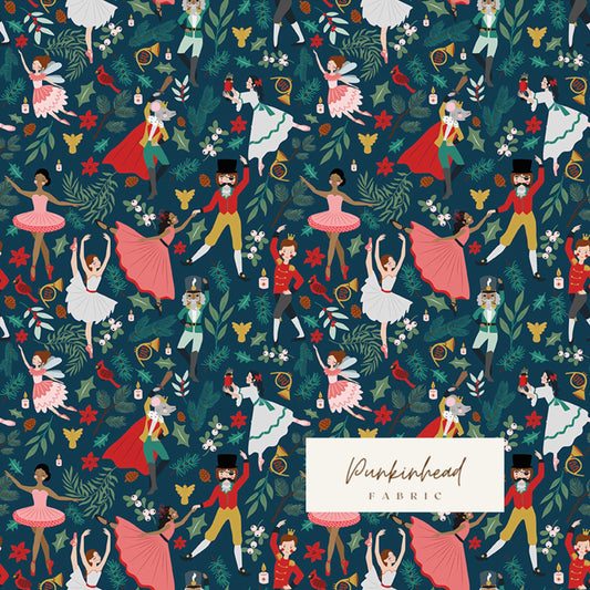 Nutcracker Tradition Christmas Storybook Midnight Blue by Jennifer Long Sew a Story for Riley Blake Cotton Quilting Fabric Yard
