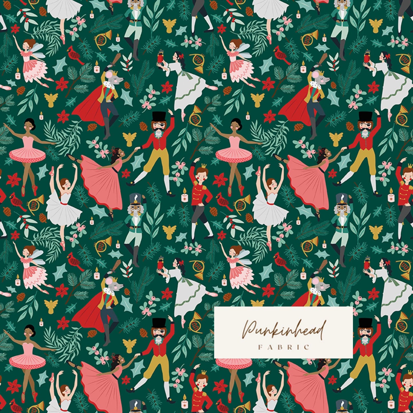 Nutcracker Tradition Christmas Storybook Pine Green by Jennifer Long Sew a Story for Riley Blake Cotton Quilting Fabric Yard