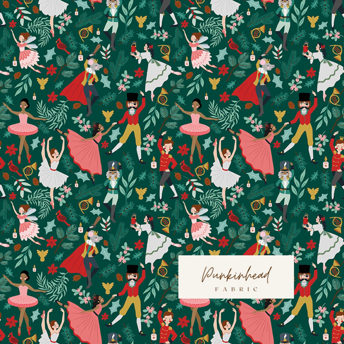 Nutcracker Tradition Christmas Storybook Pine Green by Jennifer Long Sew a Story for Riley Blake Cotton Quilting Fabric Yard