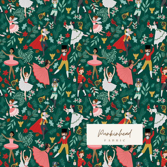 Nutcracker Tradition Christmas Storybook Pine Green by Jennifer Long Sew a Story for Riley Blake Cotton Quilting Fabric Yard