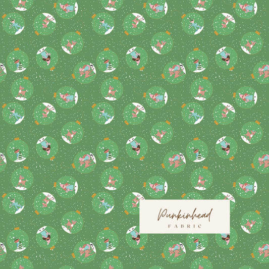 Claus & Co Retro Vintage Christmas Fabric Ornaments Green Sparkle by Melissa Mortenson for Riley Blake Cotton Quilting Fabric Yard