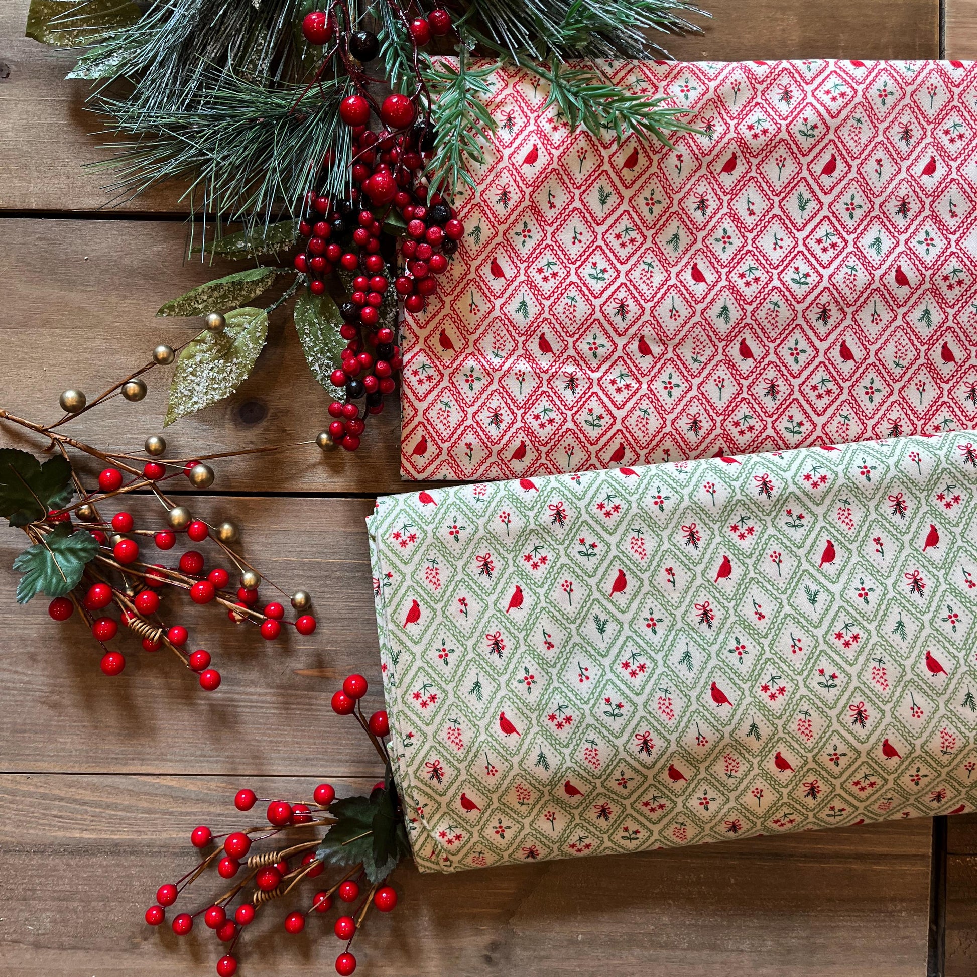 Holiday Cheer Candy Canes Evergreen Vintage Christmas Fabric by Stacy Iest Hsu for Moda Cotton Quilting Fabric by the Yard