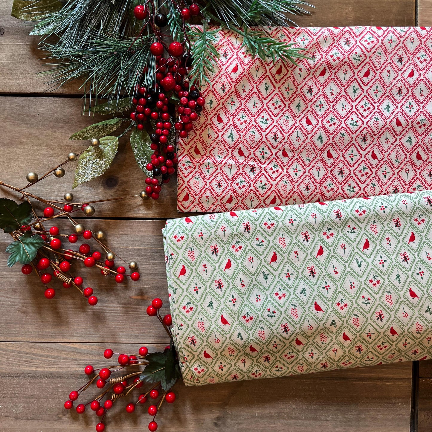 Holiday Cheer North Pole Newsprint Poinsettia Red Vintage Christmas Fabric by Stacy Iest Hsu for Moda Cotton Quilting Fabric by the Yard
