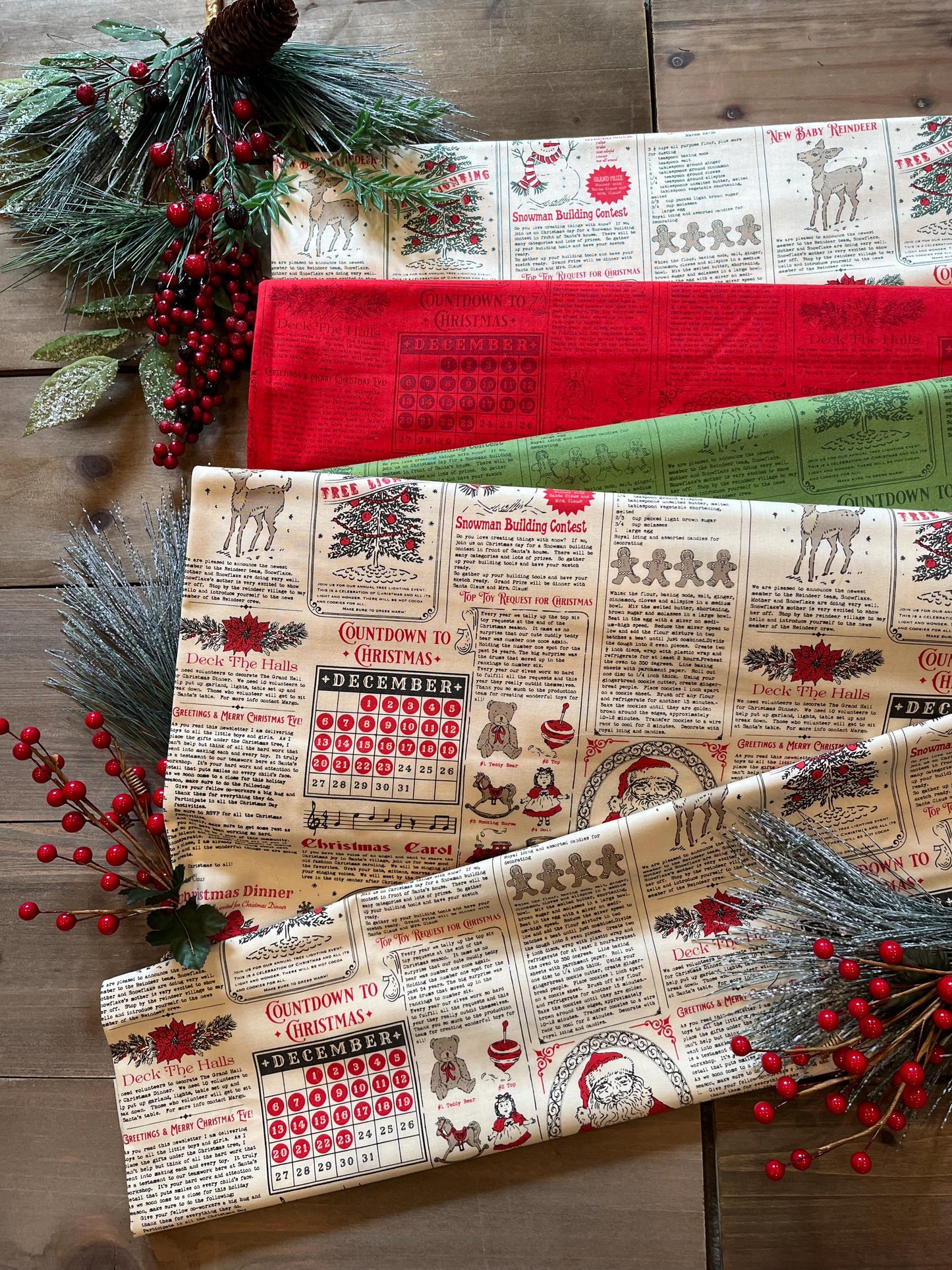 Holiday Cheer Vintage Christmas Panel Fabric by Stacy Iest Hsu for Moda Cotton Quilting Fabric by the Yard