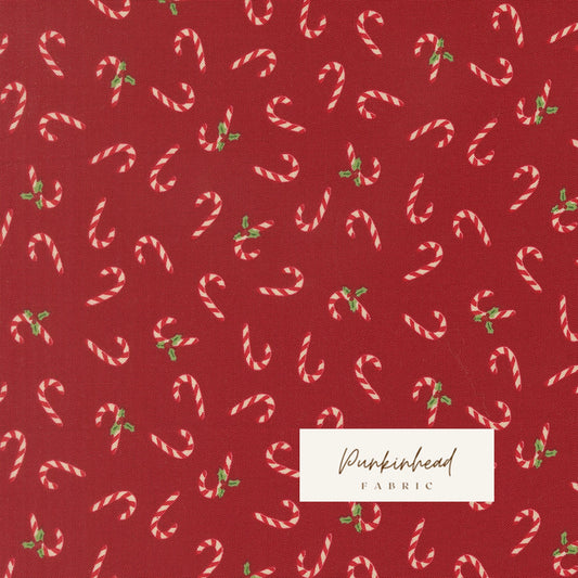 Holiday Cheer Candy Canes Cardinal Red Vintage Christmas Fabric by Stacy Iest Hsu for Moda Cotton Quilting Fabric by the Yard