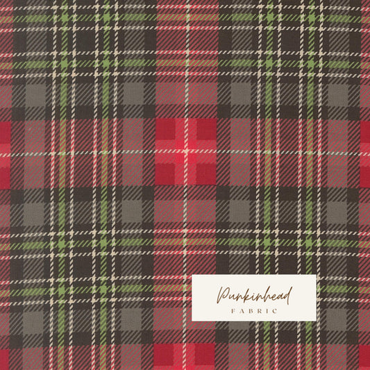 Holiday Cheer Christmas Plaid Coal Black Green Red Vintage Christmas Fabric by Stacy Iest Hsu for Moda Cotton Quilting Fabric by the Yard