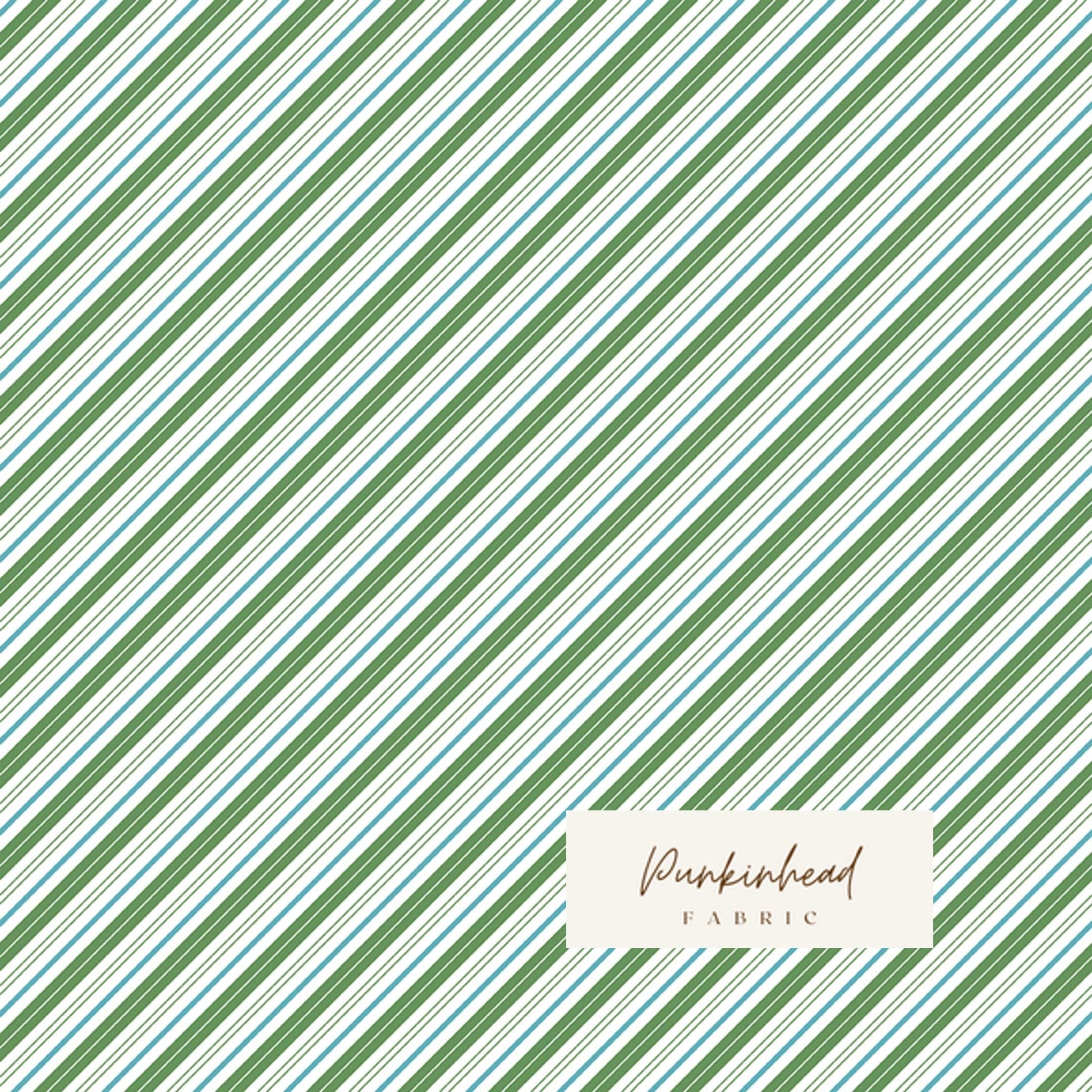 Claus & Co Retro Vintage Christmas Fabric Candy Canes Stripe Green Blue by Melissa Mortenson for Riley Blake Cotton Quilting Fabric Yard