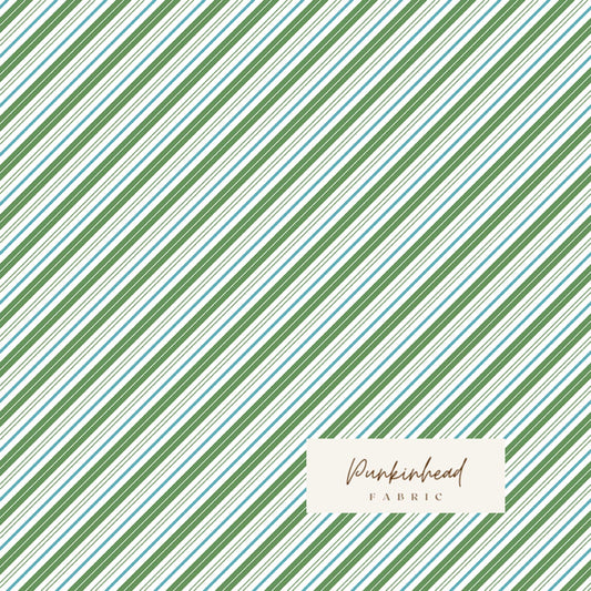 Claus & Co Retro Vintage Christmas Fabric Candy Canes Stripe Green Blue by Melissa Mortenson for Riley Blake Cotton Quilting Fabric Yard