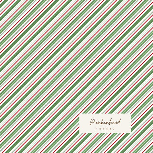 Claus & Co Retro Vintage Christmas Fabric Candy Canes Stripe Green Red by Melissa Mortenson for Riley Blake Cotton Quilting Fabric Yard