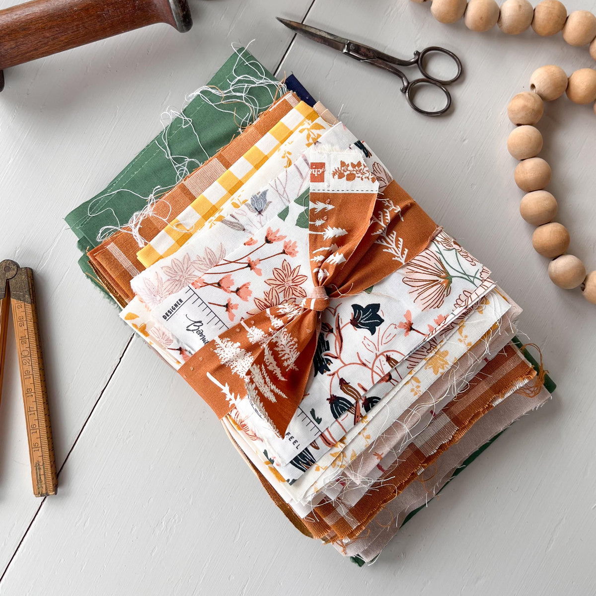 Low Volume Neutral Muted Boho Scrap Cotton Fabric Bundle End of Bolt Cotton Quilt Fabric Fabric Bundle by the pound