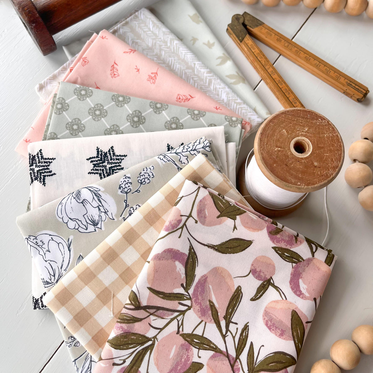 Mini Fat Quarter Bundle Neutral Floral Nature fabrics by Art Gallery Fabrics Cotton Quilting Fabric