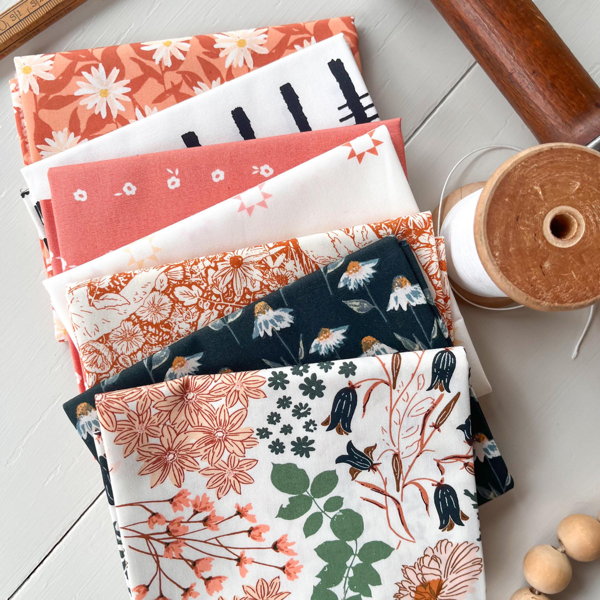 Mini Fat Quarter Bundle Neutral Floral Nature fabrics by Art Gallery Fabrics Cotton Quilting Fabric