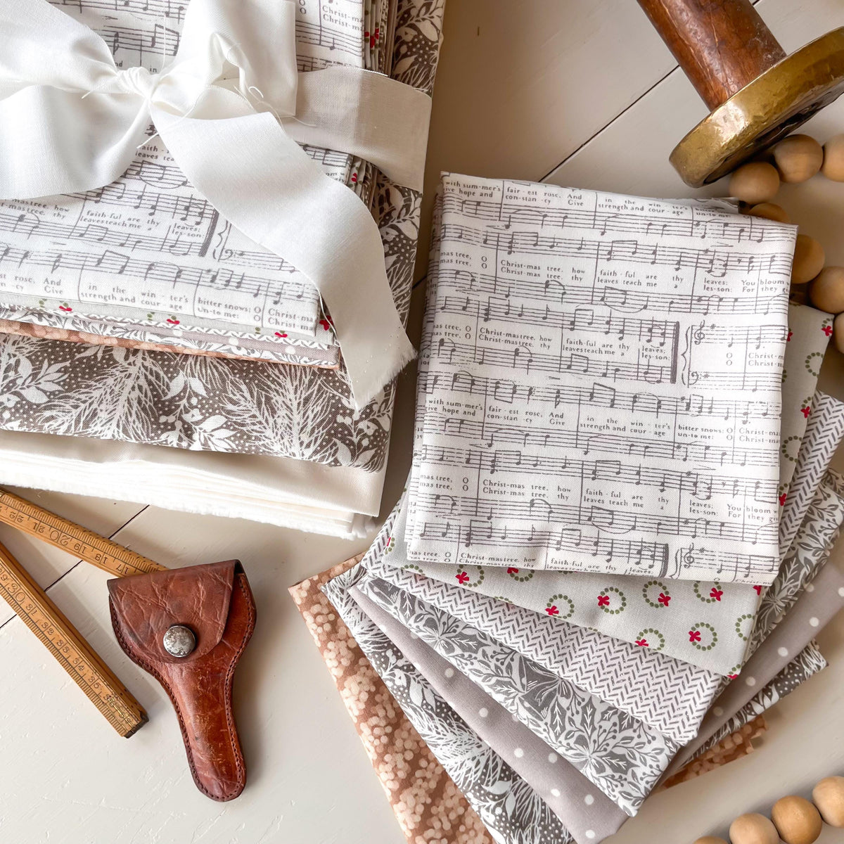 Silent Night Quilt Kit by The Pattern Basket Neutral Low Volume Christmas Tree Forest Winter Holiday Scrappy Quilt Kit Pattern