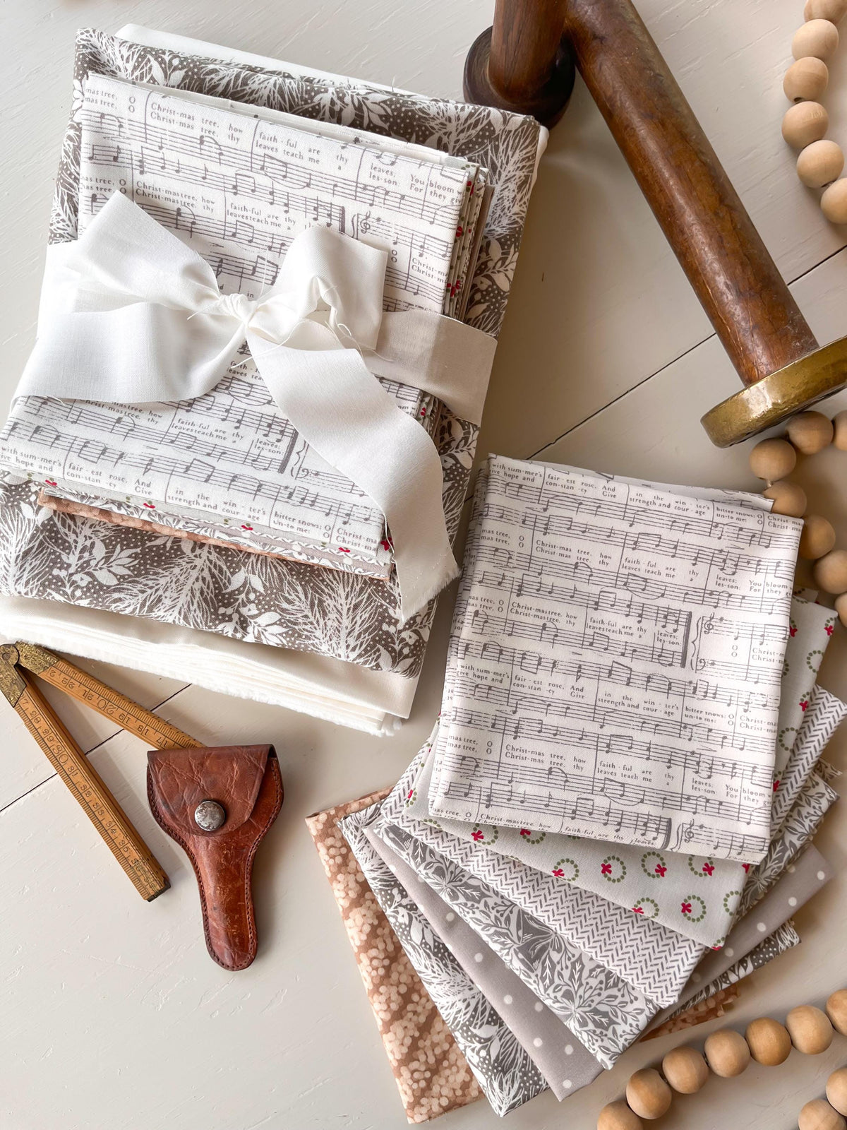 Silent Night Quilt Kit by The Pattern Basket Neutral Low Volume Christmas Tree Forest Winter Holiday Scrappy Quilt Kit Pattern