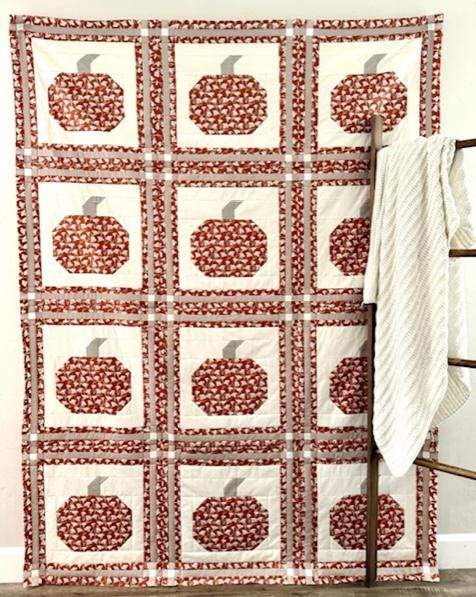 Plaid Patch Quilt Pattern by Punkinhead Fabric - Pumpkin Plaid Fall Autumn Halloween Quilt PDF Pattern Beginner Friendly