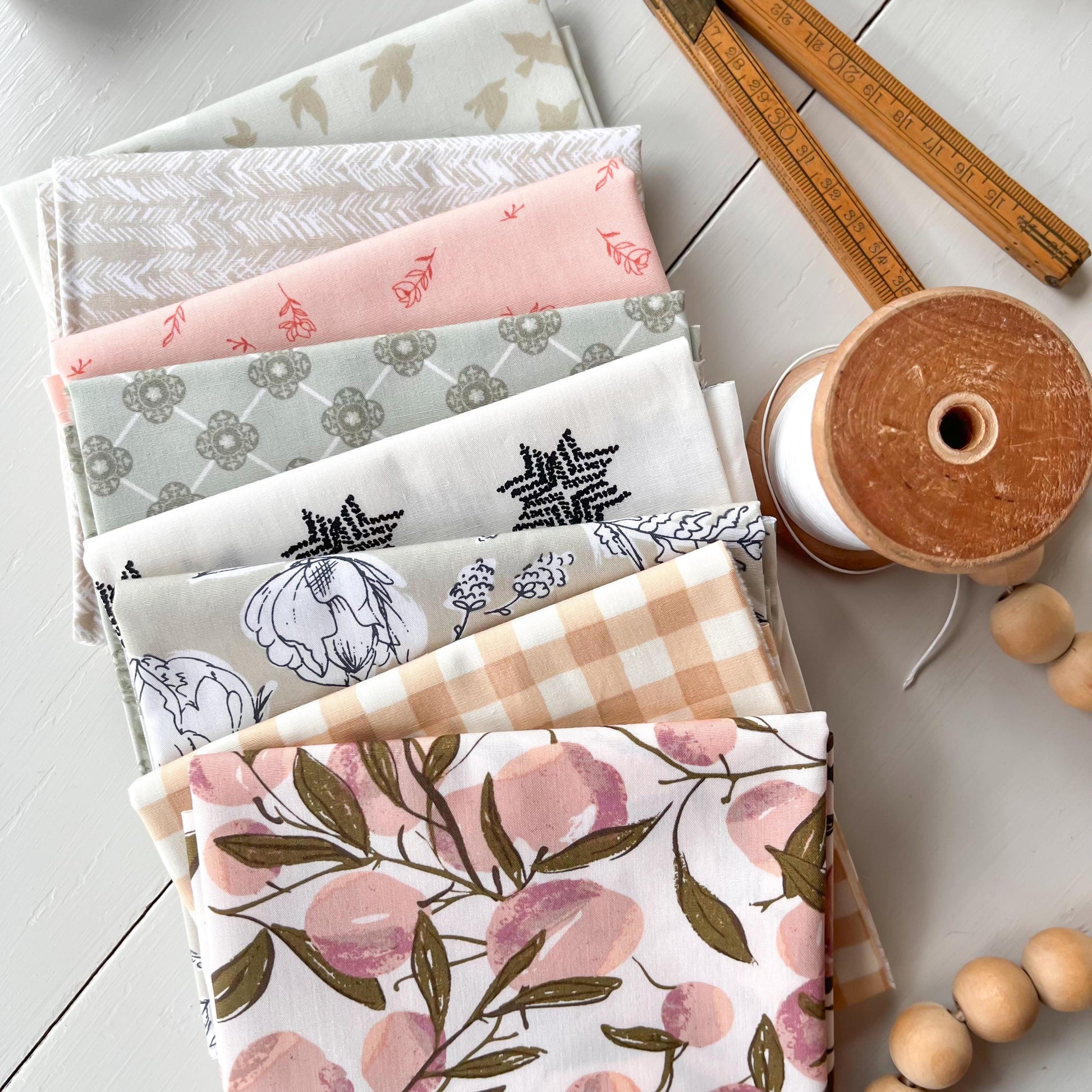 Mini Fat Quarter Bundle Neutral Floral Nature fabrics by Art Gallery Fabrics Cotton Quilting Fabric