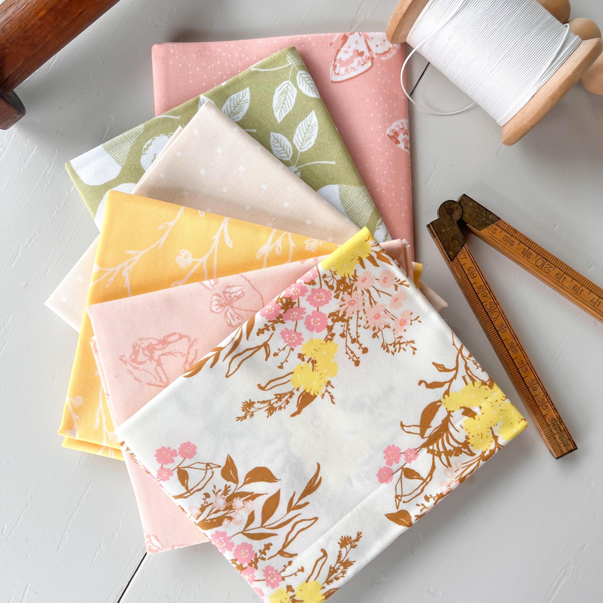 Mini Fat Quarter Bundle Neutral Floral Nature fabrics by Art Gallery Fabrics Cotton Quilting Fabric