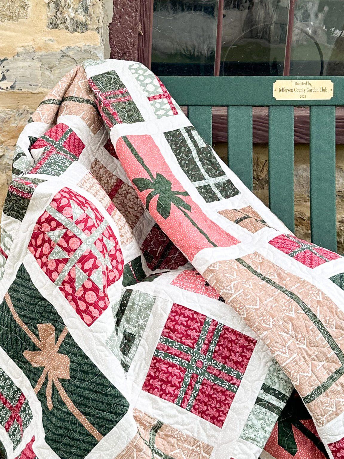Wrapped Christmas Quilt Kit by Kiley's Quilt Room - Art Gallery Fabrics Pure Solids Christmas Gift Holiday Quilt Kit