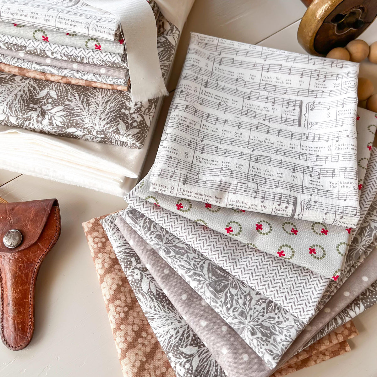 Silent Night Quilt Kit by The Pattern Basket Neutral Low Volume Christmas Tree Forest Winter Holiday Scrappy Quilt Kit Pattern