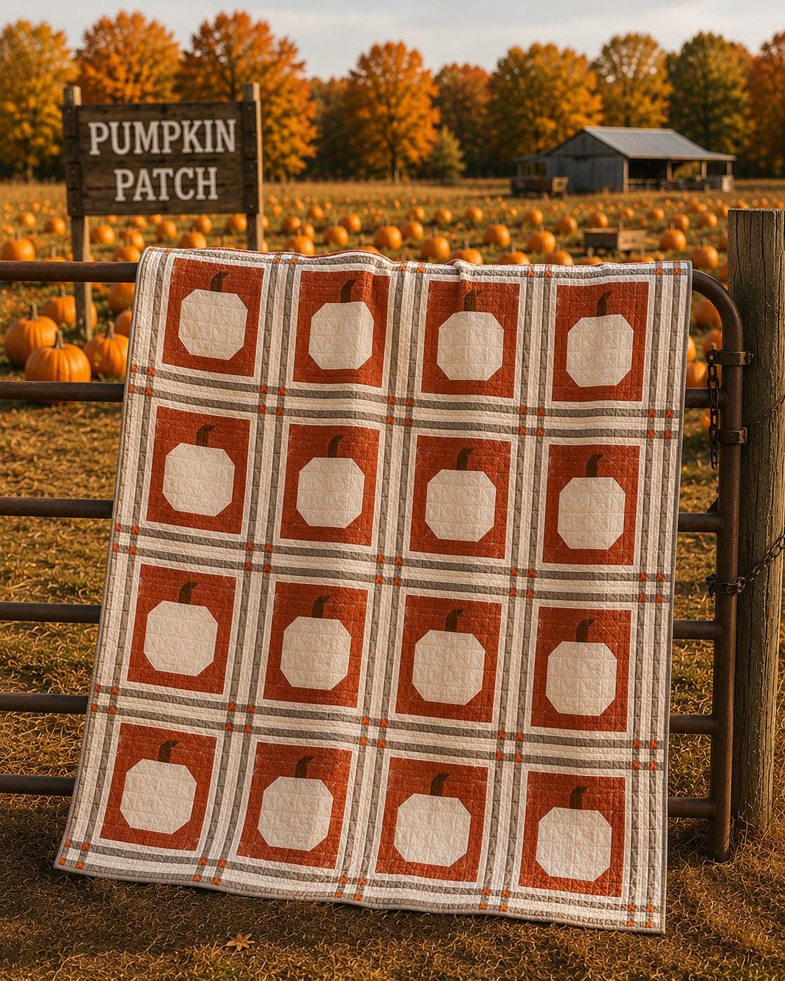Plaid Patch Quilt Pattern by Punkinhead Fabric - Pumpkin Plaid Fall Autumn Halloween Quilt PDF Pattern Beginner Friendly
