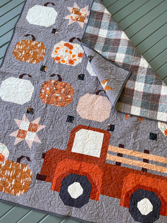 Patchy Pumpkin Farm Quilt Kit by White Plains Quilts Fall Halloween Quilting Fabric by the Yard, Cotton Fabric, PATTERN NOT INCLUDED