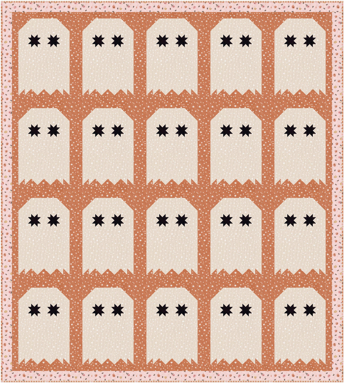 Purrs & Boos Pumpkins and Spiders Moonbeam White Cream Halloween Fall Cotton Quilting Fabric by Elena Amo for Moda