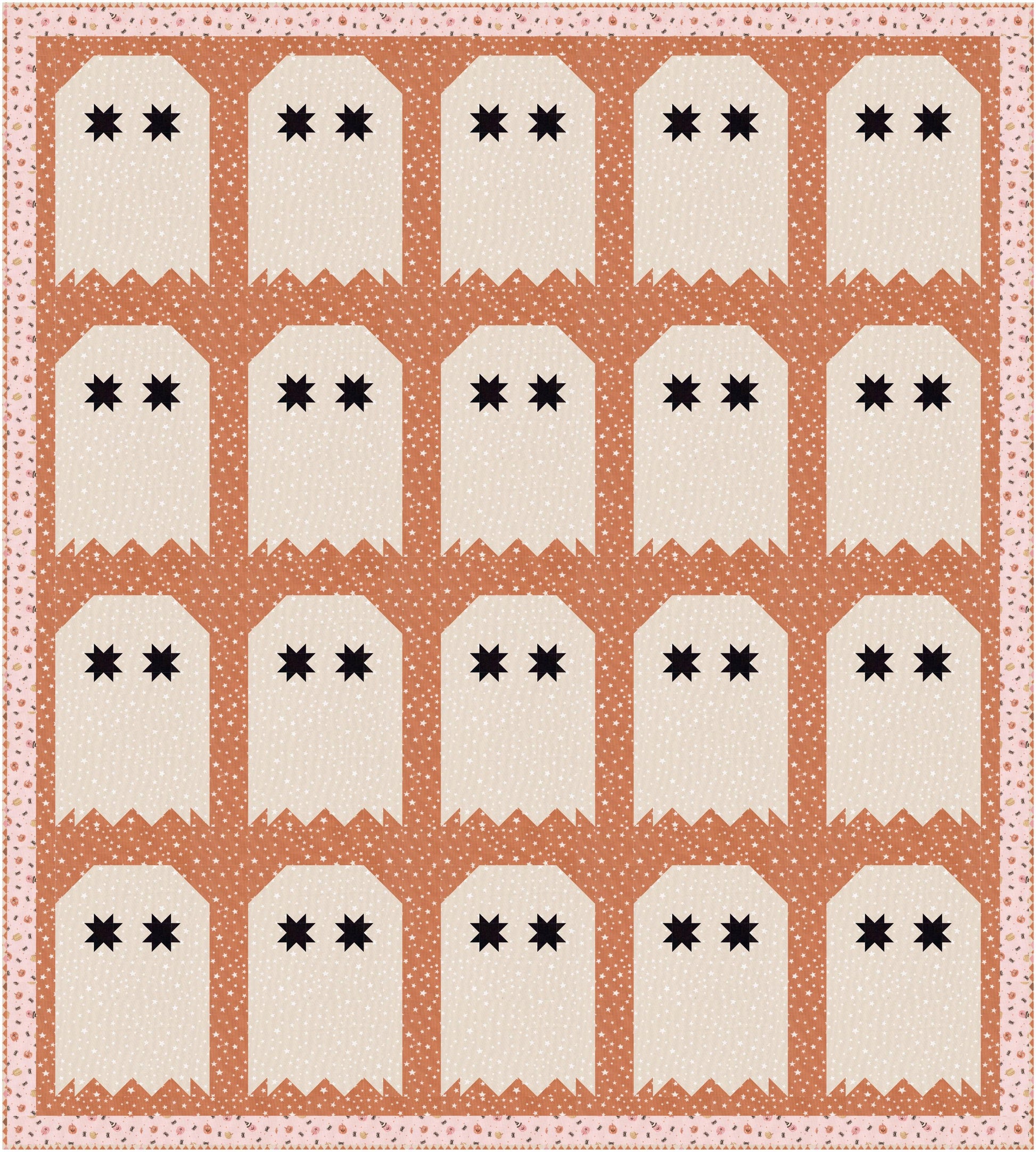 Purrs & Boos Bats and Dots Moonbeam Black Cat Halloween Fall Cotton Quilting Fabric by Elena Amo for Moda