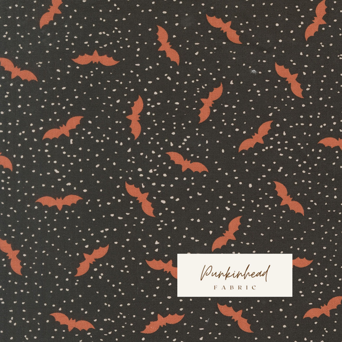 Purrs & Boos Bats and Dots Moonbeam Black Cat Halloween Fall Cotton Quilting Fabric by Elena Amo for Moda
