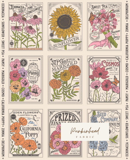 My Secret Garden Vintage Seed Pack Panel 36" x 44" by Stacy Iest Hsu for Moda Cotton Quilting Fabric by the Yard