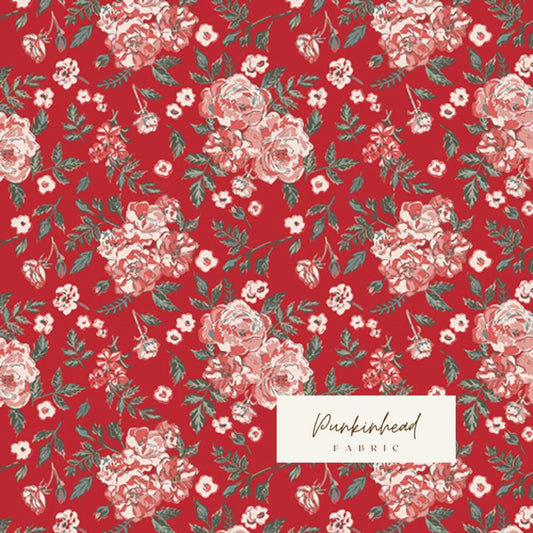 Floribunda from Spruce by Sharon Holland for Art Gallery Fabrics, Floral Christmas Holiday Winter Cotton Quilting Fabric by the Yard