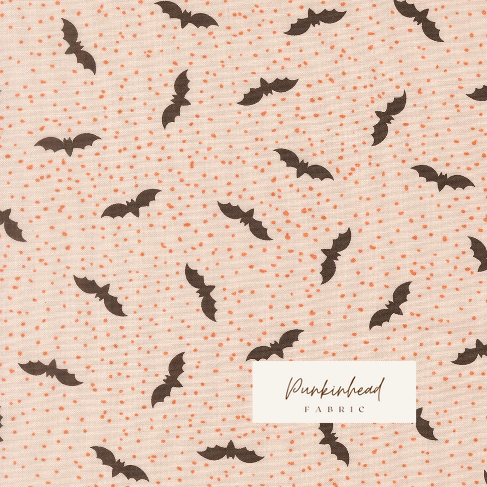 Purrs & Boos Bats and Dots Moonbeam White Cream Halloween Fall Cotton Quilting Fabric by Elena Amo for Moda