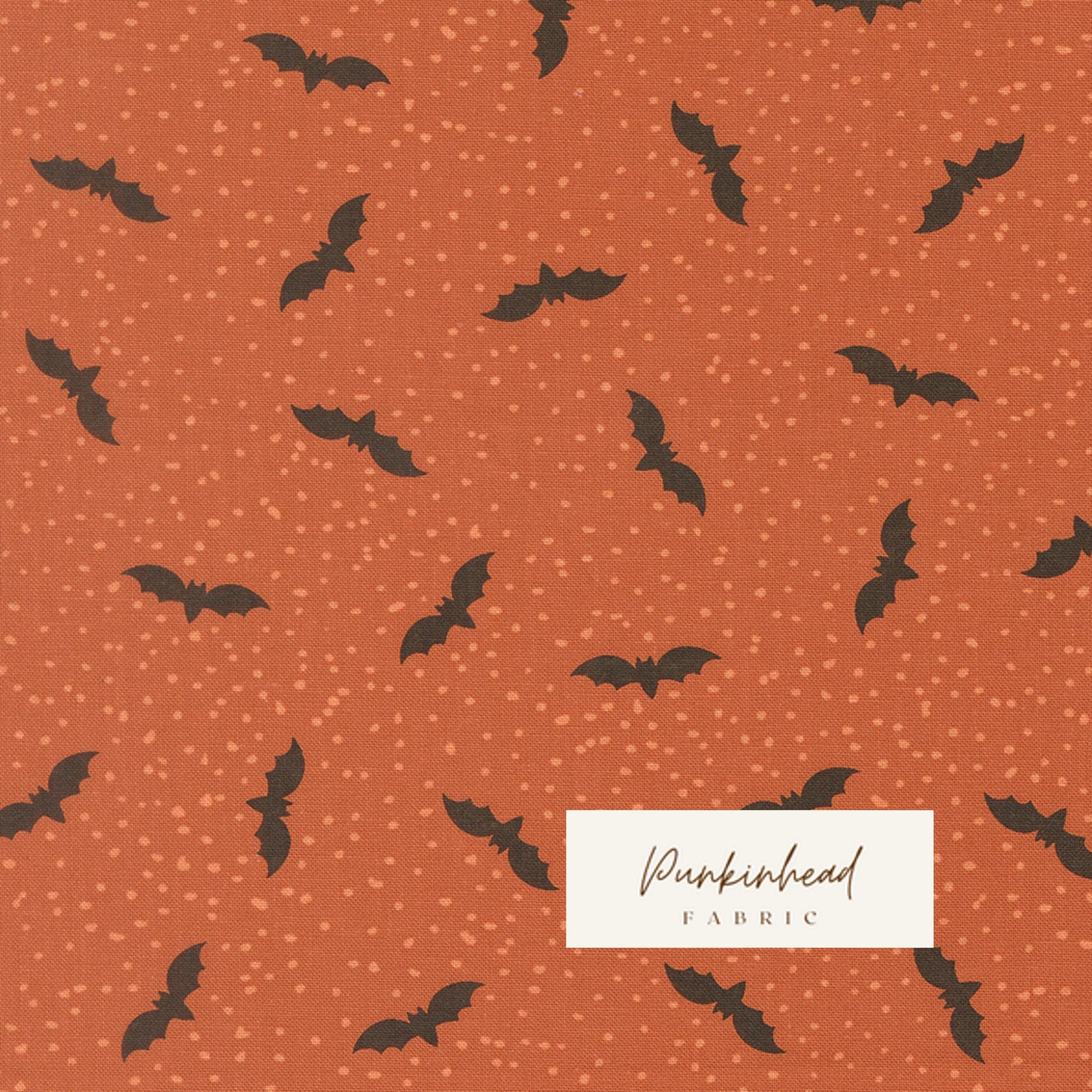 Purrs & Boos Bats and Dots Moonbeam Orange Spice Halloween Fall Cotton Quilting Fabric by Elena Amo for Moda