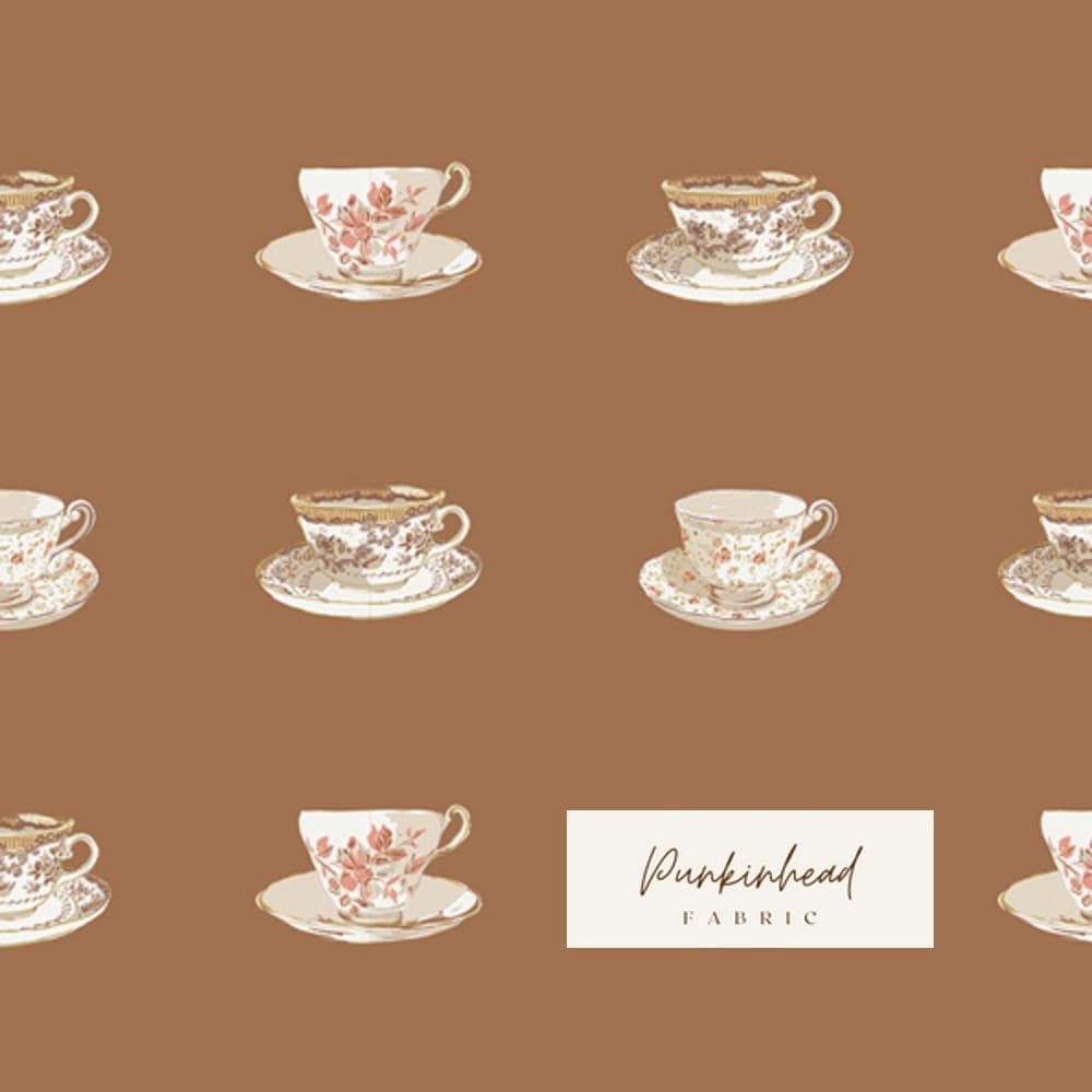 Cup of Tea from Spruce by Sharon Holland for Art Gallery Fabrics, Coffee Christmas Holiday Cotton Quilting Fabric by the Yard