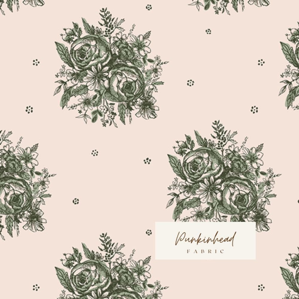 Etched in Tradition from Spruce by Sharon Holland for Art Gallery Fabrics, Floral Christmas Holiday Cotton Quilting Fabric by the Yard