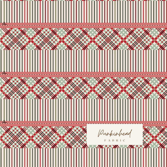 Spruce Bound Binding from Spruce by Sharon Holland for Art Gallery Fabrics, Stripe Christmas Holiday Cotton Quilting Fabric by the Yard
