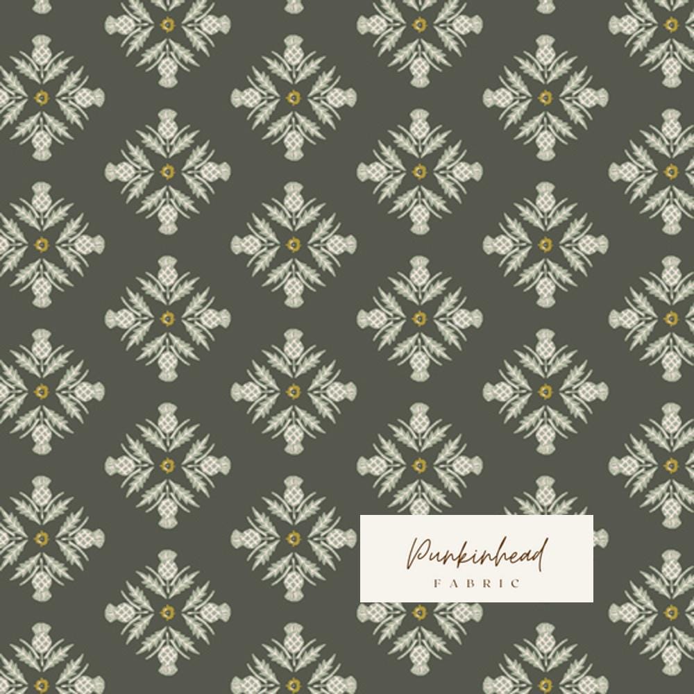 Blooming Thistle from Spruce by Sharon Holland for Art Gallery Fabrics, Floral Christmas Winter Cotton Quilting Fabric by the Yard