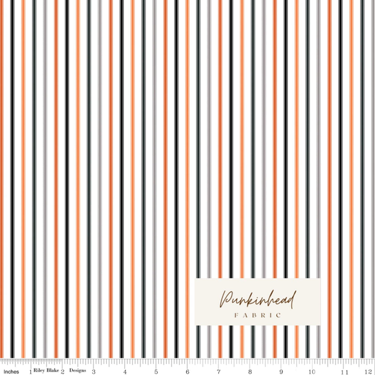 Halloween Black Orange White Ticking Stripe Fall Cotton Quilting Fabric by Riley Blake Quilt Fabric by the yard