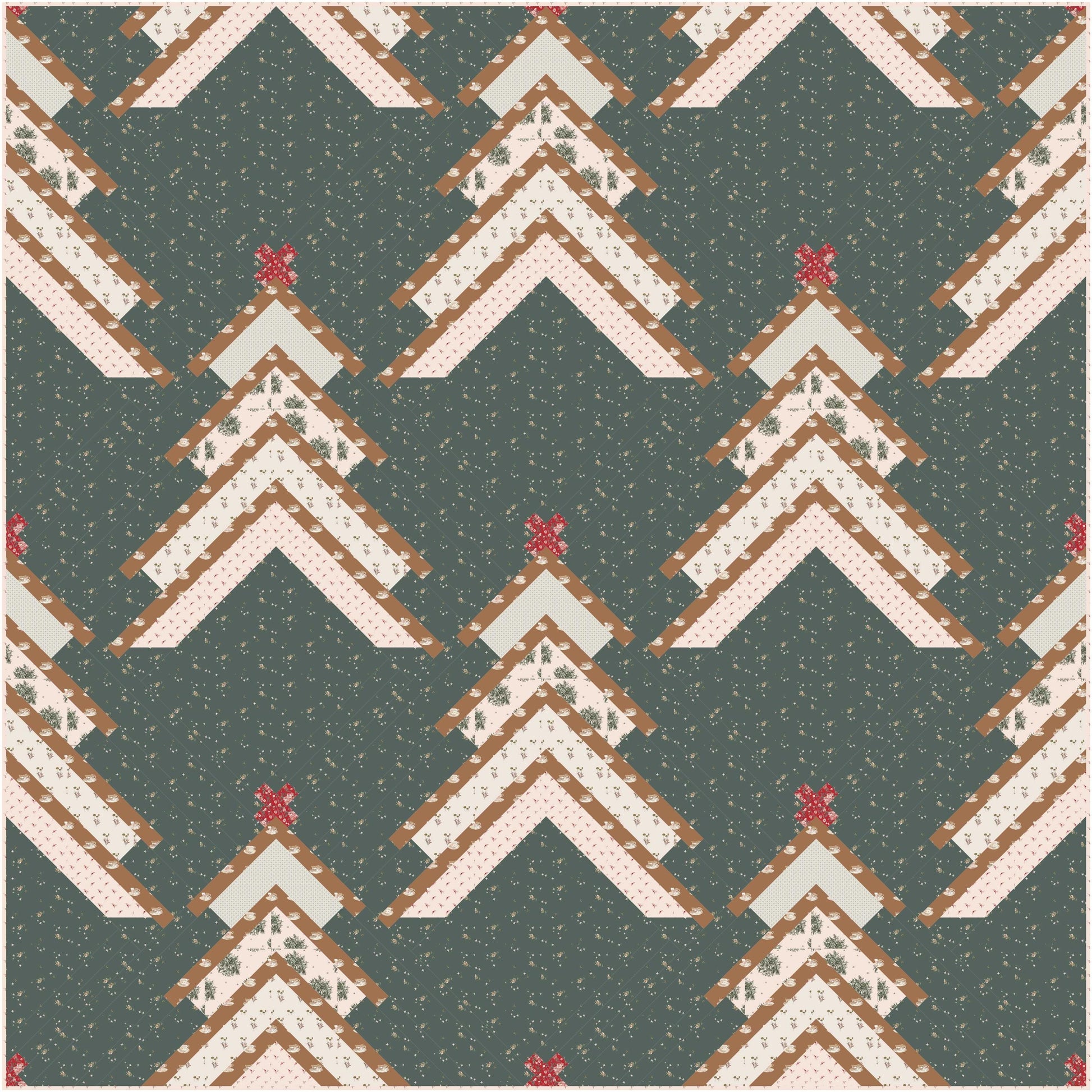 Booked for the Holidays Quilt Kit in Spruce by Heartlake Quilts Christmas Tree Forest Winter Holiday Quilt Kit - PATTERN NOT INCLUDED