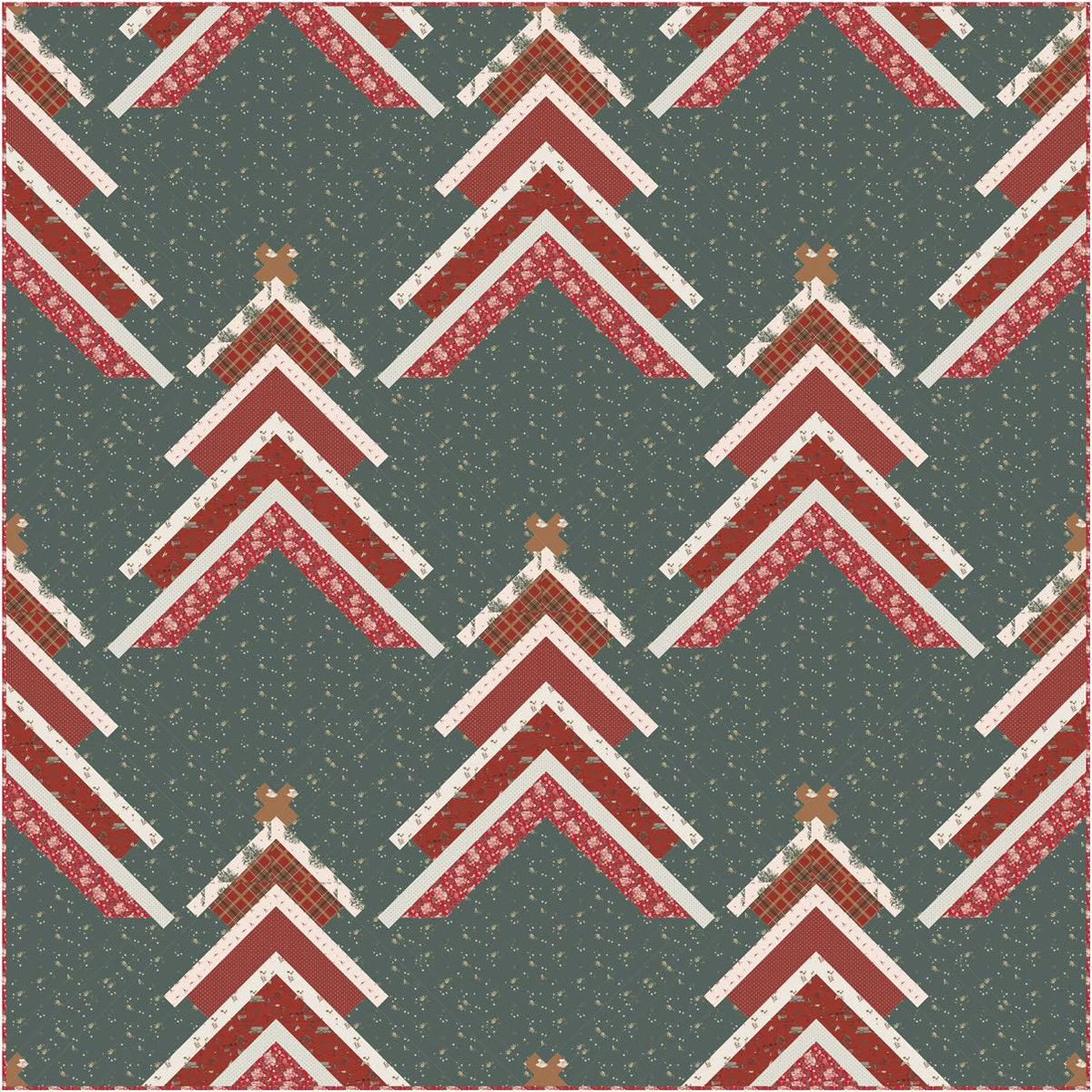 Booked for the Holidays Quilt Kit in Spruce by Heartlake Quilts Christmas Tree Forest Winter Holiday Quilt Kit - PATTERN NOT INCLUDED