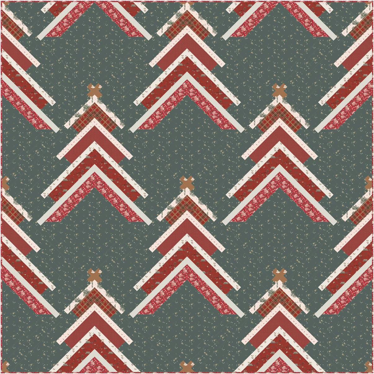 Booked for the Holidays Quilt Kit in Spruce by Heartlake Quilts Christmas Tree Forest Winter Holiday Quilt Kit - PATTERN NOT INCLUDED