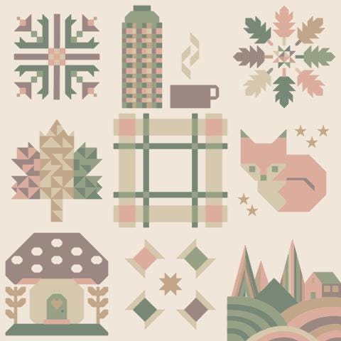 Blushing Autumn - Sweater Weather Sampler 2026 Quilt Kit - Quilt along by the Nine Patch Collective - PATTERN NOT INCLUDED