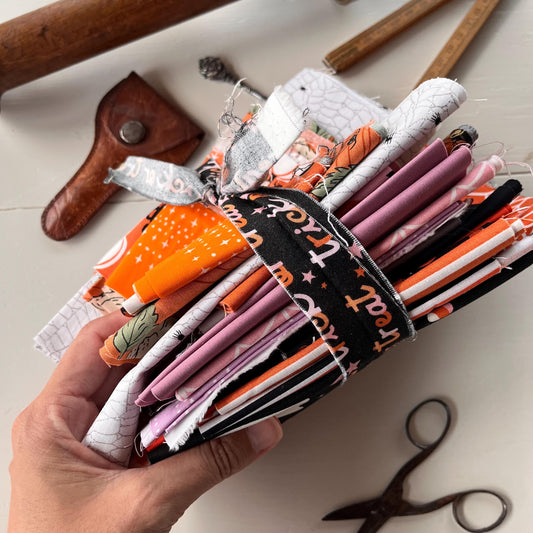 Fall Halloween Scrap Fabric Bundle End of Bolt Cotton Quilt Fabric Fabric Bundle by the pound