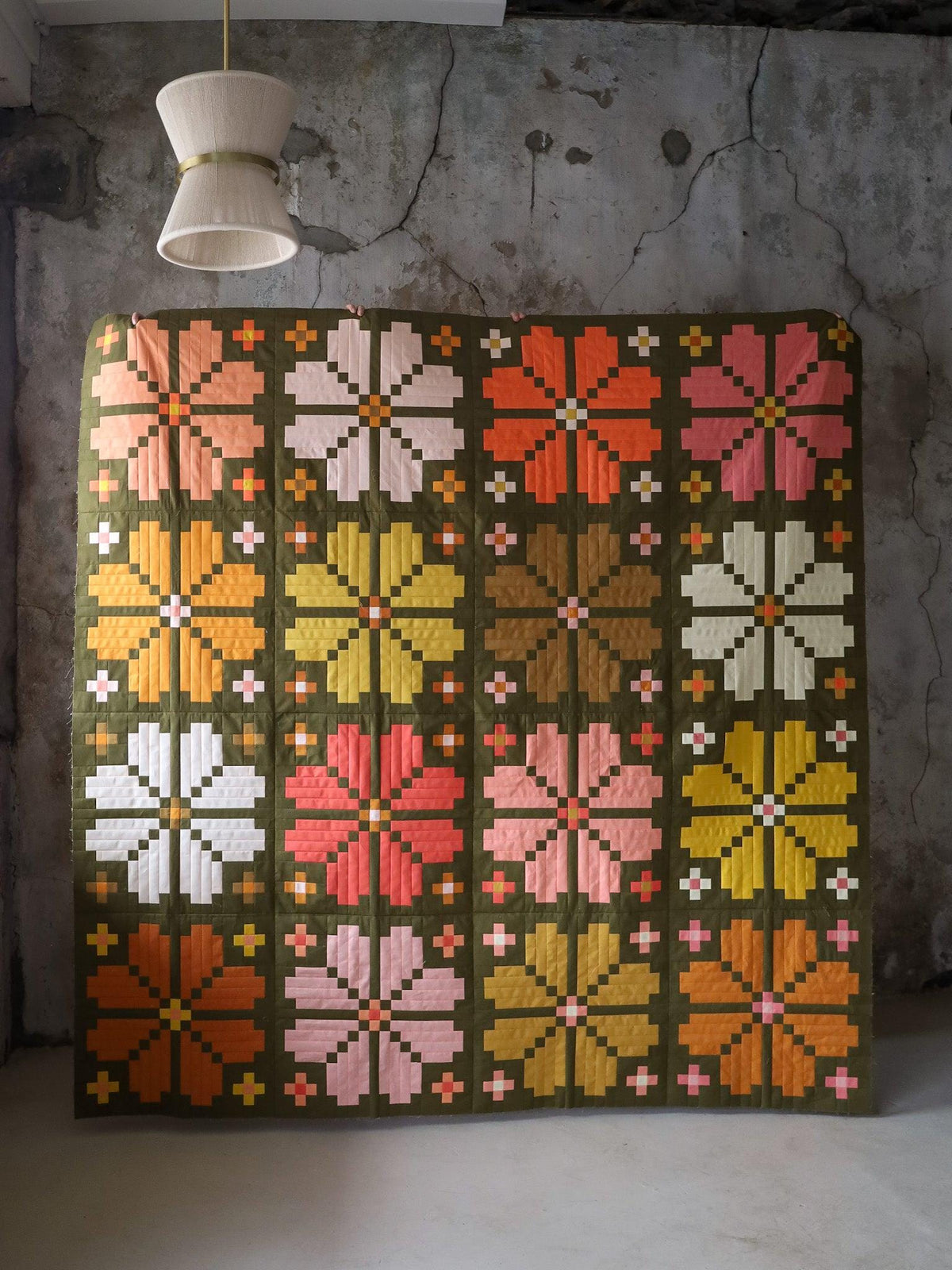Knitted Blooms Quilt Pattern by Lo & Behold Stitchery - PAPER Pattern, Flower Quilt Pattern, Modern Quilt Pattern