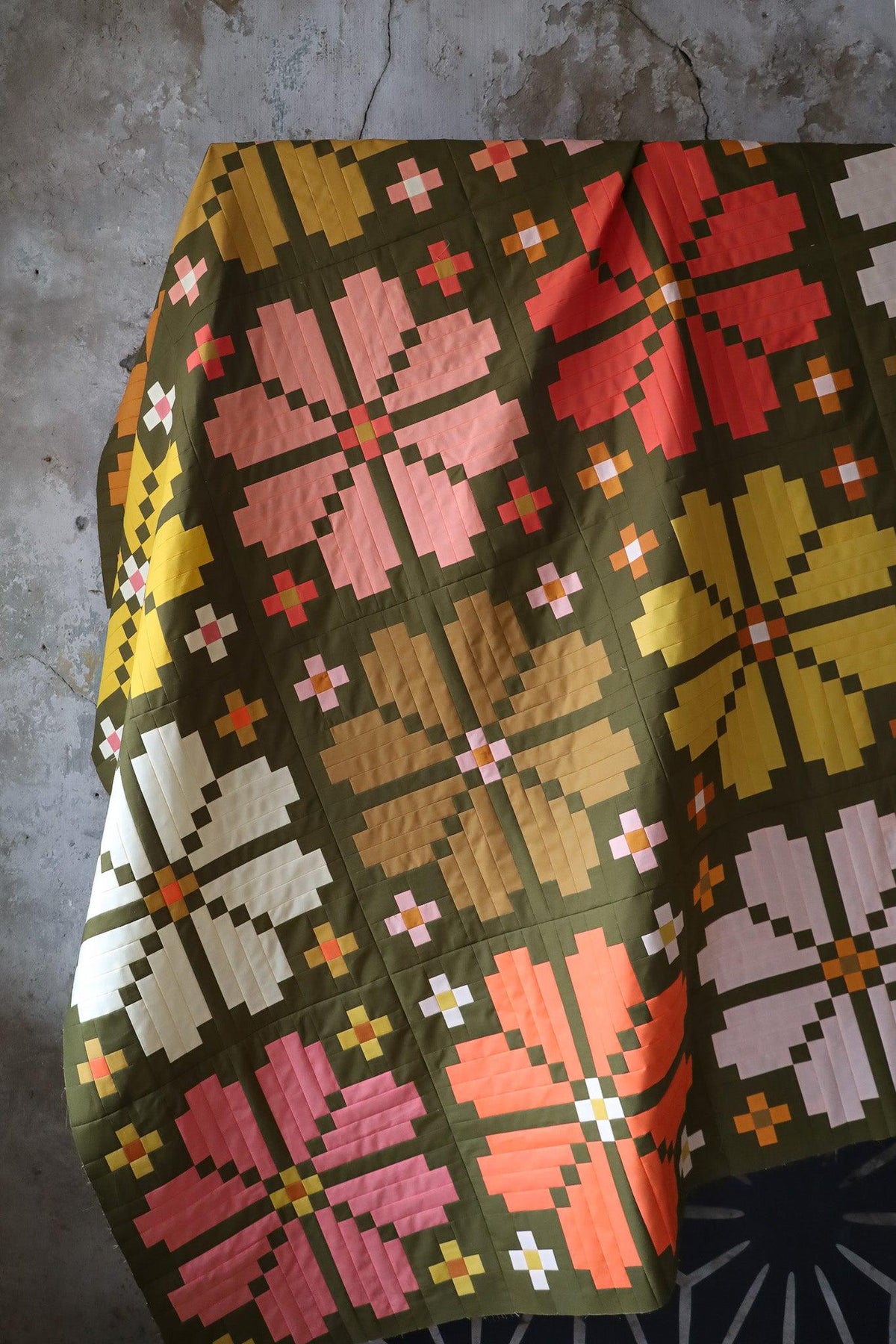Knitted Blooms Quilt Pattern by Lo & Behold Stitchery - PAPER Pattern, Flower Quilt Pattern, Modern Quilt Pattern
