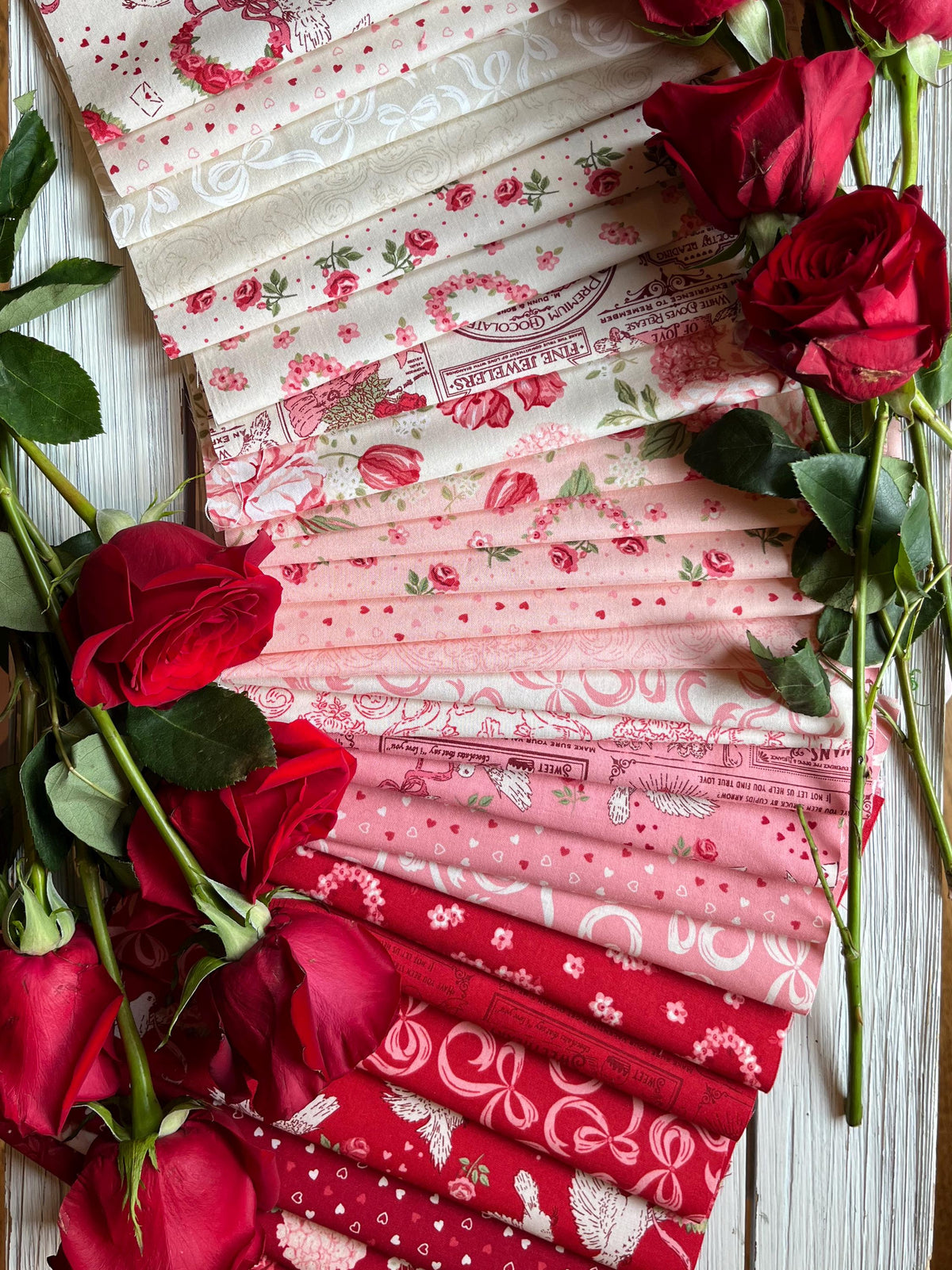 Je T'aime Vintage Valentine Fabric by Stacy Iest Hsu for Moda Cotton Quilting Fabric by the Yard
