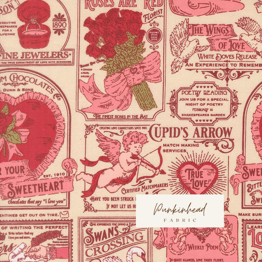 Je T'aime Vintage Valentine Fabric by Stacy Iest Hsu for Moda Cotton Quilting Fabric by the Yard